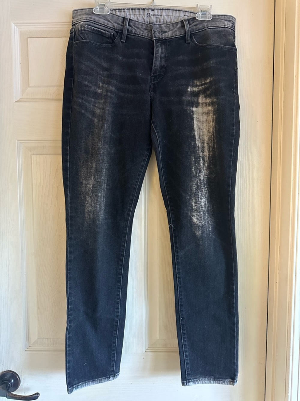 Levi’s Distressed Black Wash Slim Jeans